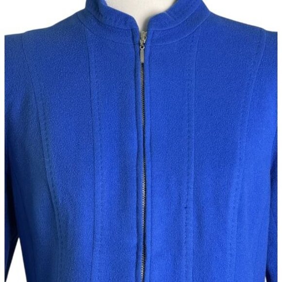 Louben Blue Wool Cashmere Blend Zip Front Jacket Blazer Made in Canada Womens 6 - Picture 5 of 9